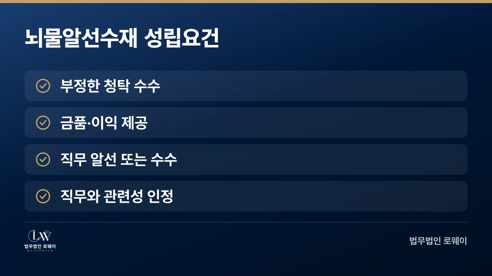 뇌물알선수재죄 4가지 성립요건 체크리스트