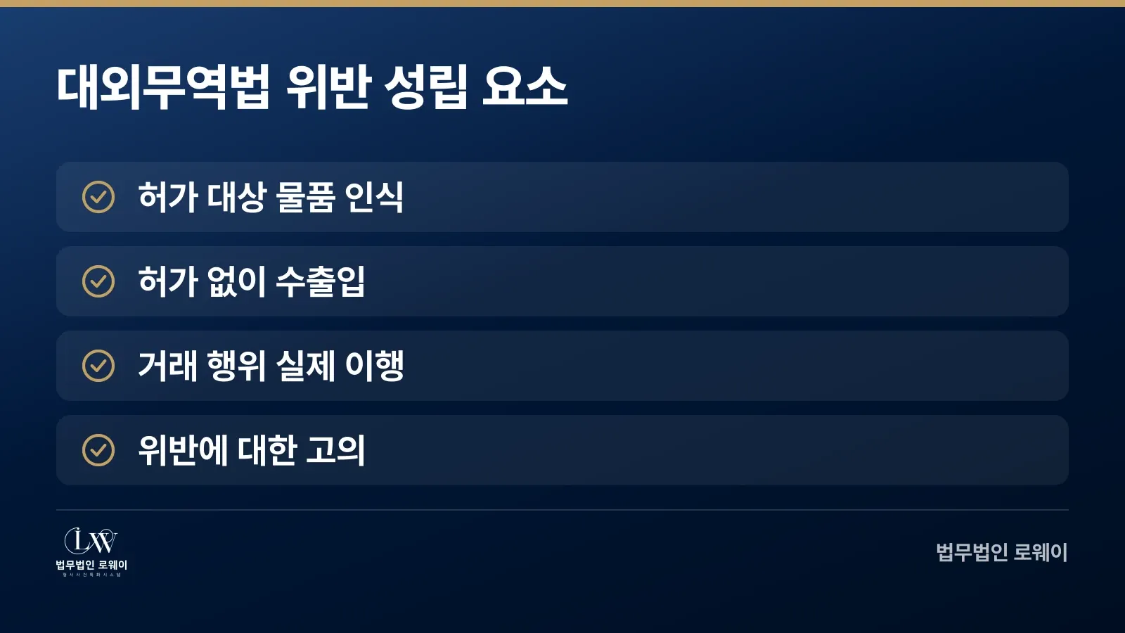 대외무역법 위반 성립 요소 체크리스트