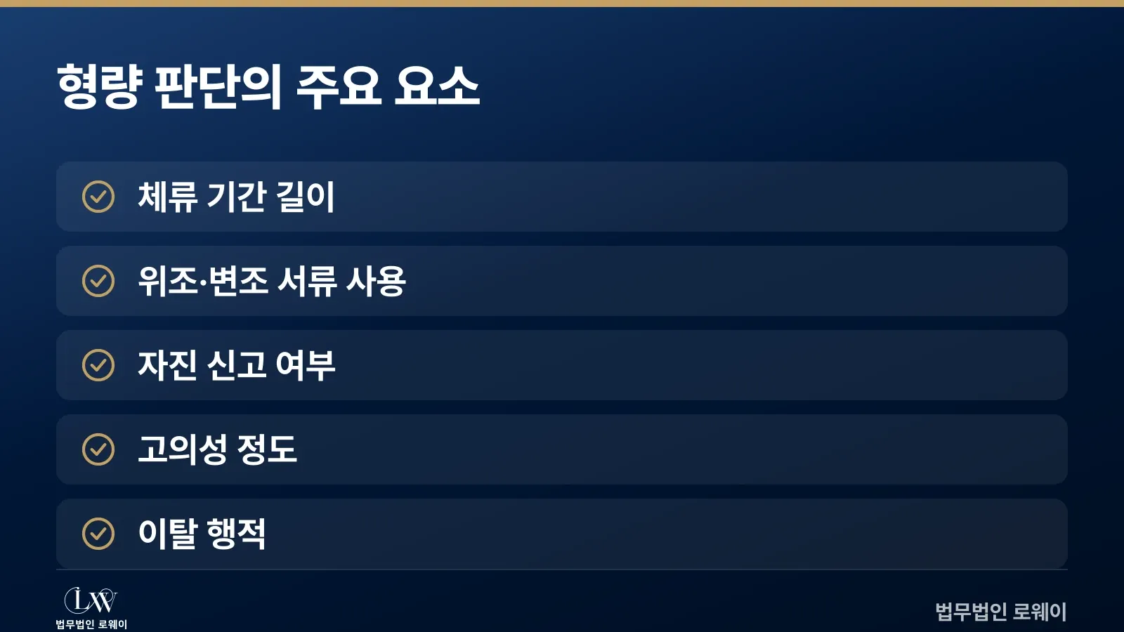 출입국관리법 위반 형량 판단 시 고려하는 주요 요소 체크리스트