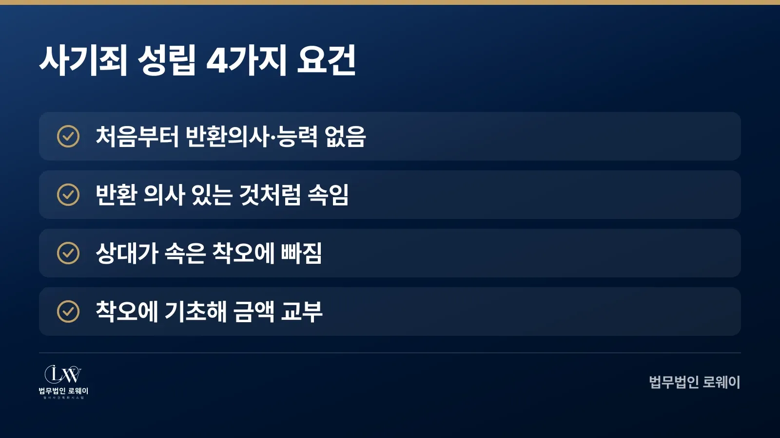 대여금 사기죄 성립을 위한 4가지 필수 요건