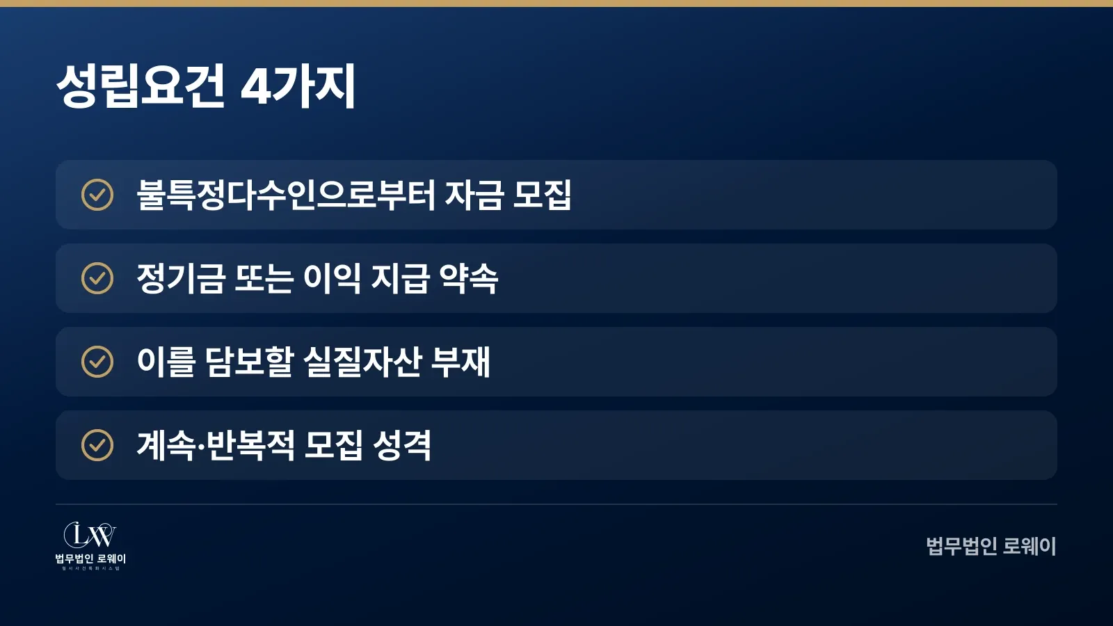 유사수신행위 성립요건 4가지 체크리스트