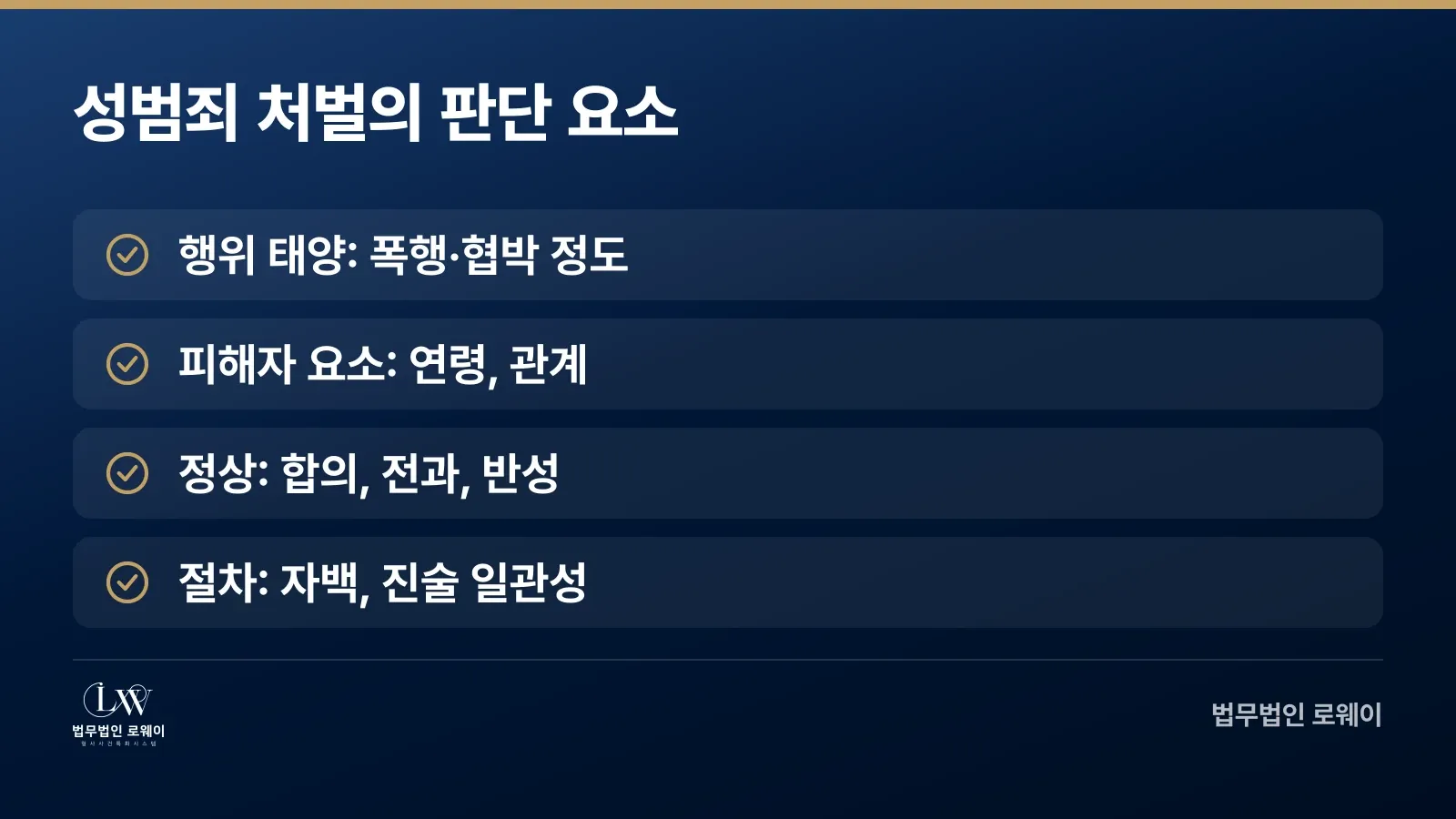 성범죄 처벌 수준을 좌우하는 4가지 판단 요소 체크리스트