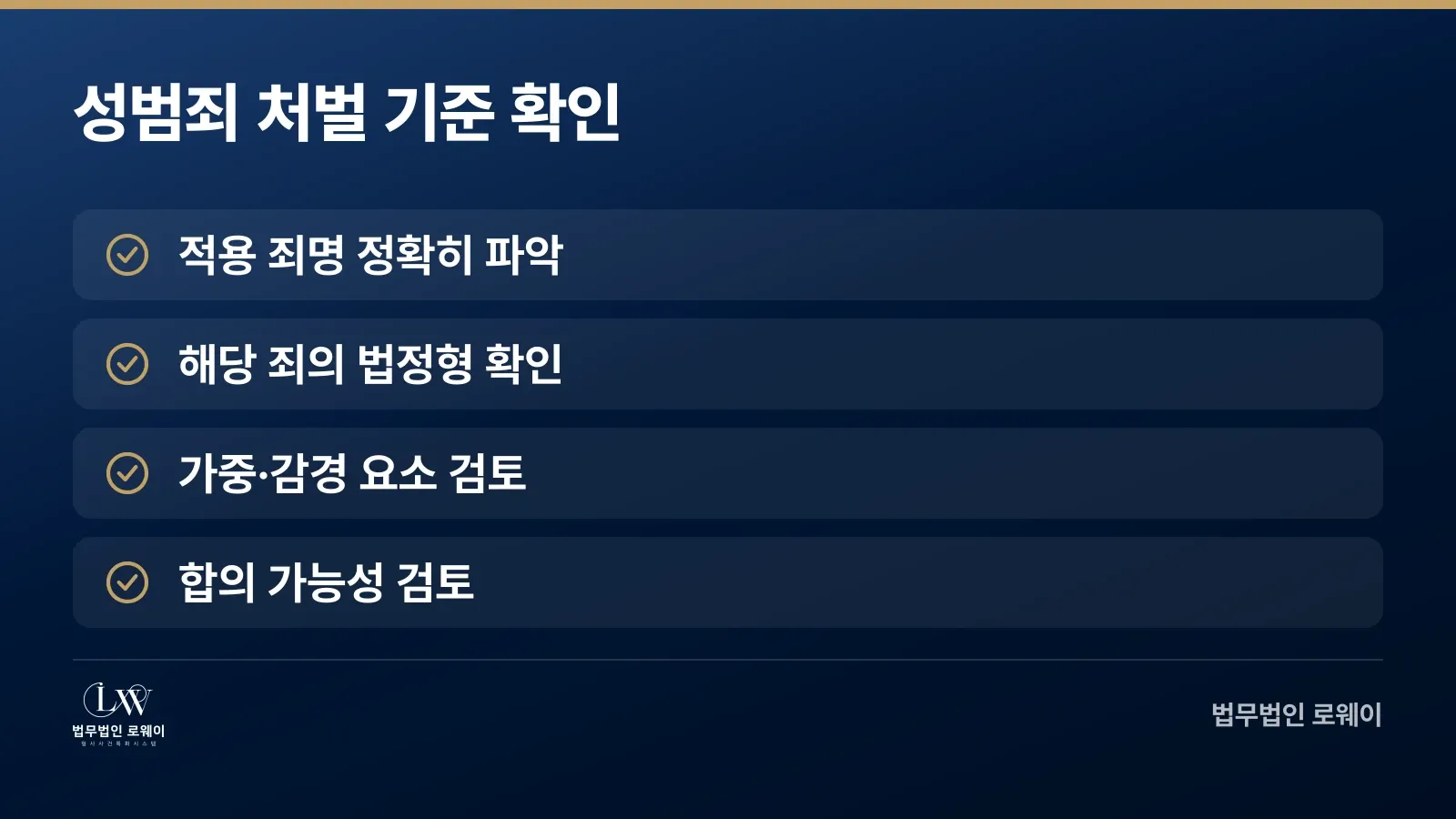 성범죄 처벌 기준: 죄명, 법정형, 가중요소, 합의 가능성 확인 체크리스트