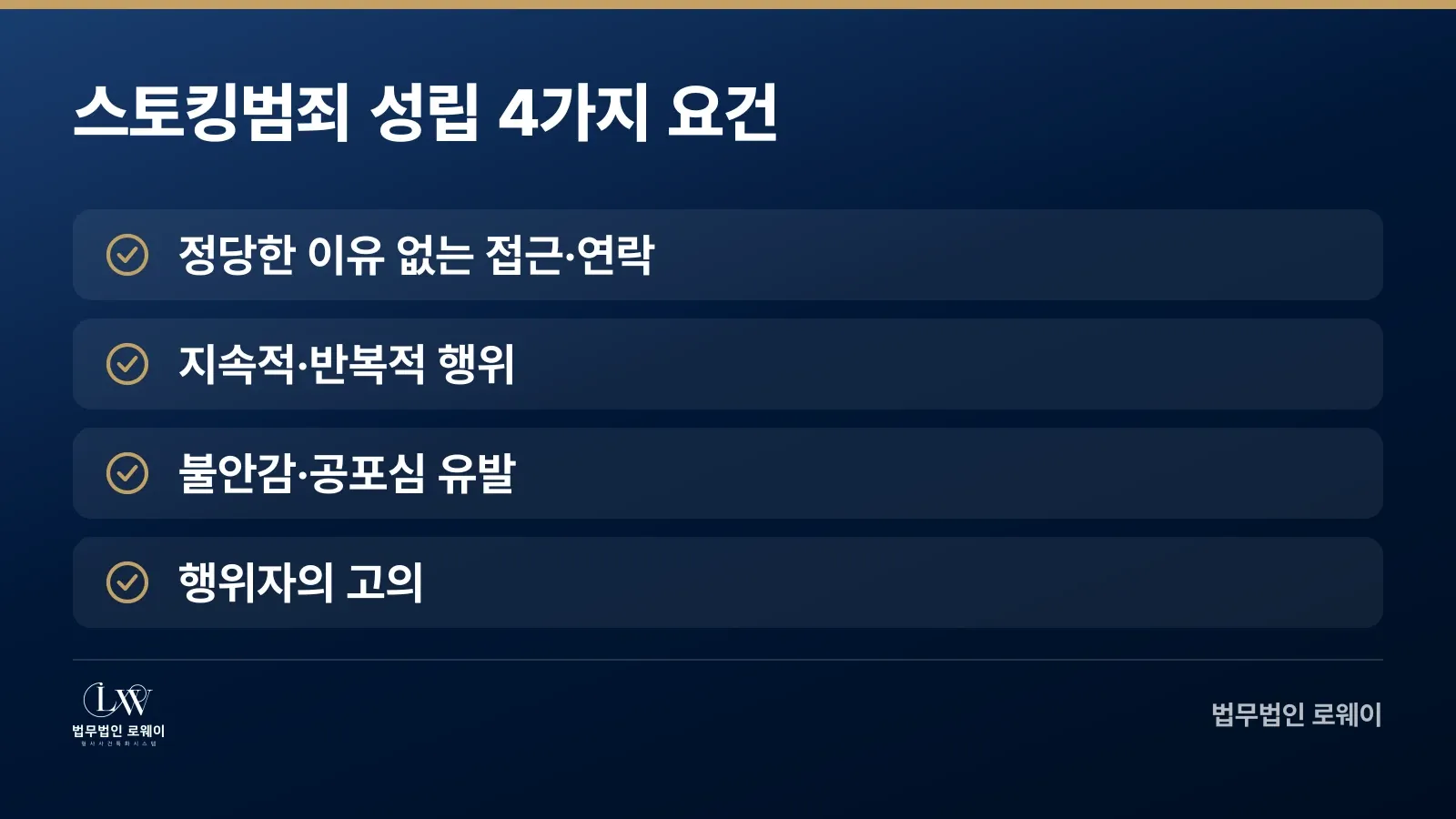 스토킹범죄 성립에 필요한 4가지 요건 체크리스트