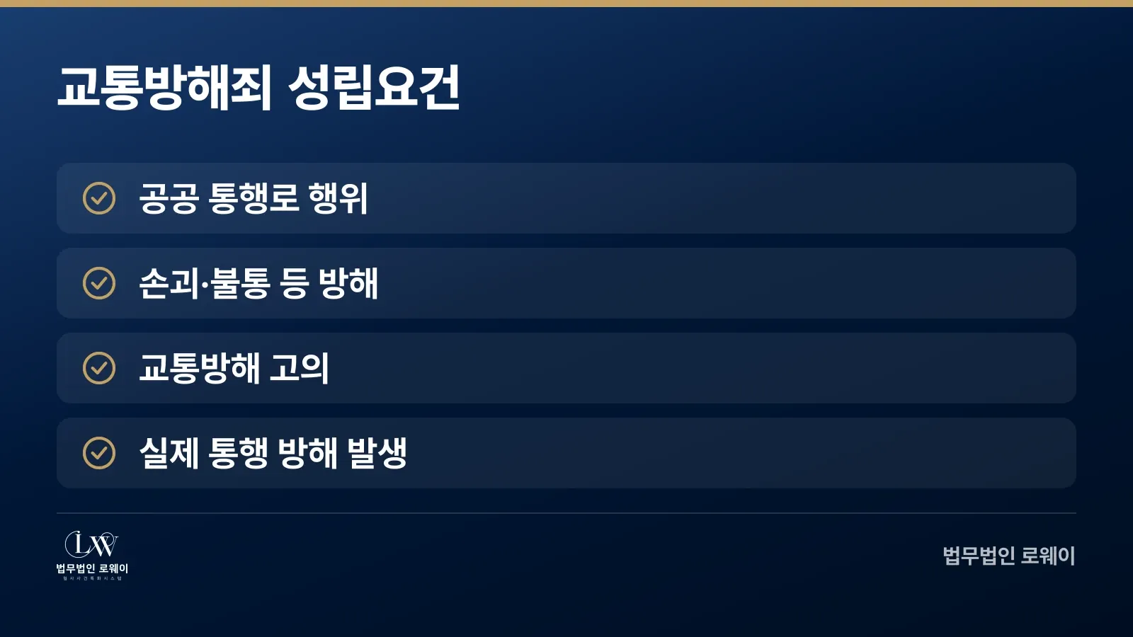교통방해죄 성립을 위한 4가지 요건 체크리스트
